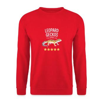 Leopardgeckos Bewertungsabzeichen - Unisex Pullover - Rot - Vorne - Alina (178cm) & Michal (187cm)