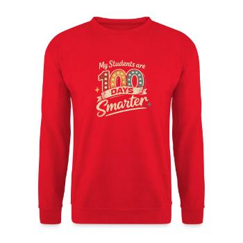 Meine Schüler: 100 Tage schlauer - Unisex Pullover - Rot - Vorne - Alina (178cm) & Michal (187cm)