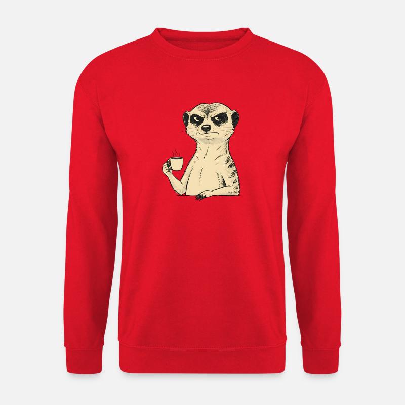 Grumpy Meerkat Coffee Lover – Funny - Unisex Sweatshirt - red