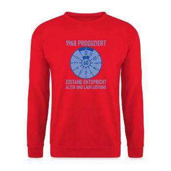 1968 Né 60e anniversaire Réglage de voitures - Sweat-shirt Unisexe - rouge - Devant - Alina (178cm) & Michal (187cm)