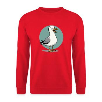 Freche Möwe Lustiges Küstenkind Maritim - Unisex Pullover - Rot - Vorne - Alina (178cm) & Michal (187cm)