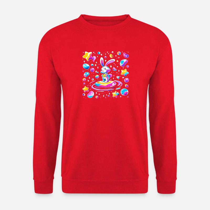 Cosmischer Rabbit on Star Wave - Unisex Sweatshirt - red