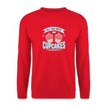 All You Need Is Cupcakes, For Cupcake Lover - Unisex Sweatshirt - red - Front - Alina (178cm) & Michal (187cm)