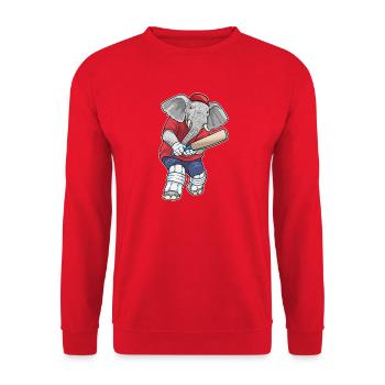 Elefant Cricket Cricketschläger Sport - Unisex Pullover - Rot - Vorne - Alina (178cm) & Michal (187cm)