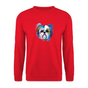 Maman de chien en chrysanthème artistique Shih Tzu colorée - Sweat-shirt Unisexe - rouge - Devant - Alina (178cm) & Michal (187cm)
