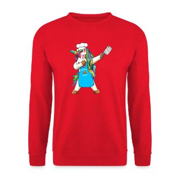 Dabbing Unicorn Greatest Chef Culinary Master Cook - Unisex Sweatshirt - red - Front - Alina (178cm) & Michal (187cm)