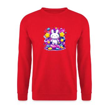 Mondhase im Sternenzauber - Unisex Pullover - Rot - Vorne - Alina (178cm) & Michal (187cm)