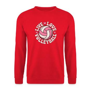 Live Love Volleyball - Pink Love Design - Unisex Pullover - Rot - Vorne - Alina (178cm) & Michal (187cm)