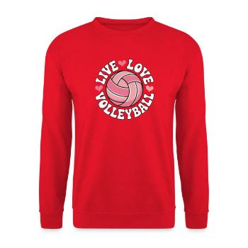 Live Love Volleyball - Pink Love Design - Unisex Pullover - Rot - Vorne - Alina (178cm) & Michal (187cm)