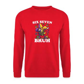 Six Sept Bruh Mardi Gras Fleur de Lis 6 7 Fun 6-7 - Sweat-shirt Unisexe - rouge - Devant - Alina (178cm) & Michal (187cm)