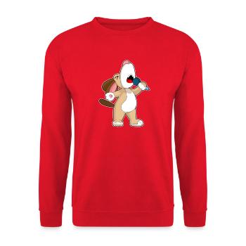 Chanteur de chien Chant au micro - Sweat-shirt Unisexe - rouge - Devant - Alina (178cm) & Michal (187cm)