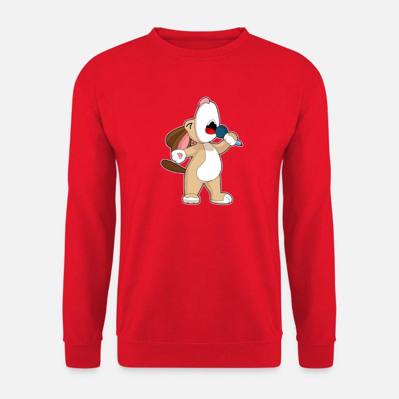Dog Singer Microphone Singing - Unisex Sweatshirt - red