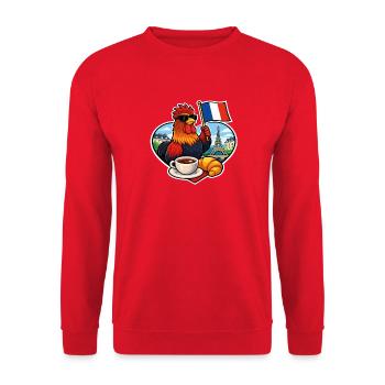 Frankreich – French Rooster Café Paris Tour Eiffel - Unisex Pullover - Rot - Vorne - Alina (178cm) & Michal (187cm)