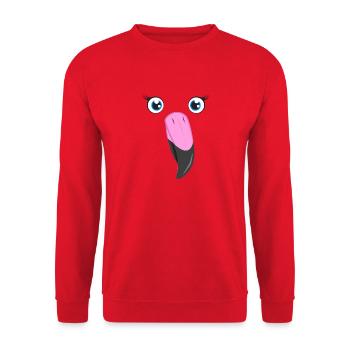 Flamingo Face Kawaii Pink Lazy DIY Bird Custome - Unisex Sweatshirt - red - Front - Alina (178cm) & Michal (187cm)
