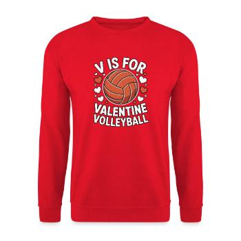 V ist für Valentine Volleyball - Unisex Pullover - Rot - Vorne - Alina (178cm) & Michal (187cm)