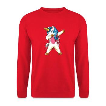 Dabbing Americorn Patriotic American Flag Unicorn - Unisex Sweatshirt - red - Front - Alina (178cm) & Michal (187cm)