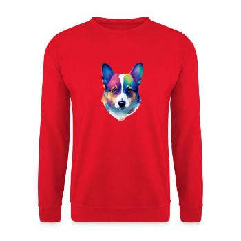 Pembroke Welsh Corgi Farbenfroher Pop-Art-Hund - Unisex Pullover - Rot - Vorne - Alina (178cm) & Michal (187cm)