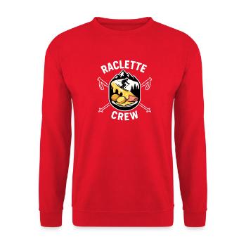 Raclette Crew - Mountain Cheese, Ski and Fondue - Unisex Sweatshirt - red - Front - Alina (178cm) & Michal (187cm)