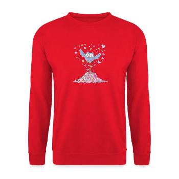 Pastell-Eule mit Liebesherzen - Unisex Pullover - Rot - Vorne - Alina (178cm) & Michal (187cm)
