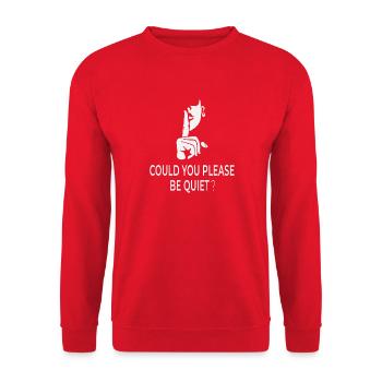 Pourriez-vous vous taire, s’il vous plaît ? – Humour britannique - Sweat-shirt Unisexe - rouge - Devant - Alina (178cm) & Michal (187cm)