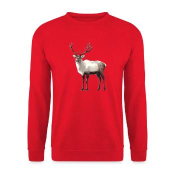 Reindeer Reindeer - Unisex Sweatshirt - red - Front - Alina (178cm) & Michal (187cm)