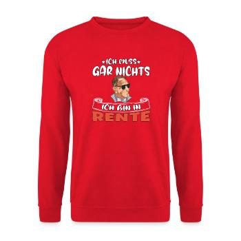 I don't have to do anything – I'm retired - Unisex Sweatshirt - red - Front - Alina (178cm) & Michal (187cm)