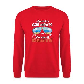 I don't have to do anything – I'm retired - Unisex Sweatshirt - red - Front - Alina (178cm) & Michal (187cm)