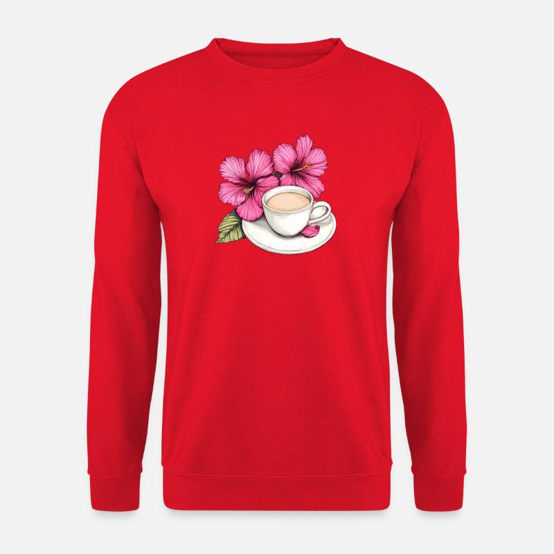 Hibiskus Kaffeetasse Impression - Unisex Pullover - Rot