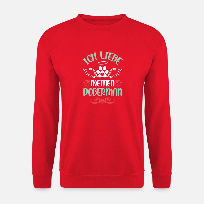Dobermann Liebe mit Flügeln - Unisex Pullover - Rot