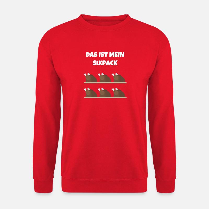 Das ist mein Sixpack Hähnchen - Unisex Pullover - Rot
