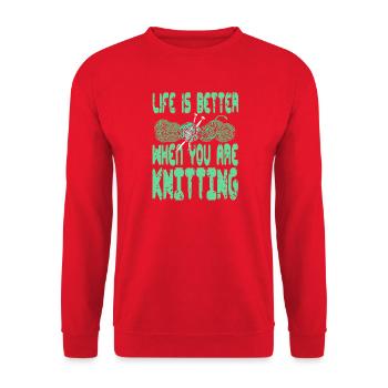 Life Is Better When You Are Knitting Yarn Joy - Unisex Sweatshirt - red - Front - Alina (178cm) & Michal (187cm)