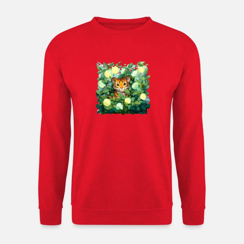 Tiger im Zitronenlaub - Unisex Pullover - Rot