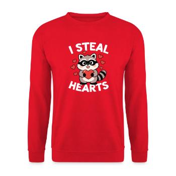 I Steal Hearts Waschbär - Unisex Pullover - Rot - Vorne - Alina (178cm) & Michal (187cm)