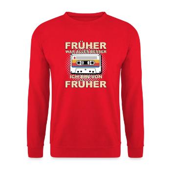 Früher war alles besser - Ich bin von früher - Unisex Pullover - Rot - Vorne - Alina (178cm) & Michal (187cm)