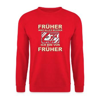 Früher war alles besser - Ich bin von früher - Unisex Pullover - Rot - Vorne - Alina (178cm) & Michal (187cm)