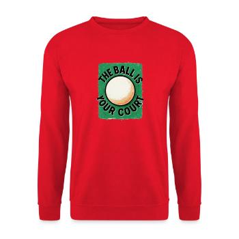 Dieser Ball liegt bei dir – Tischtennis - Unisex Pullover - Rot - Vorne - Alina (178cm) & Michal (187cm)
