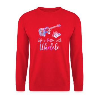 Hawaiian Ukulele Uke Watercolor - Unisex Sweatshirt - red - Front - Alina (178cm) & Michal (187cm)