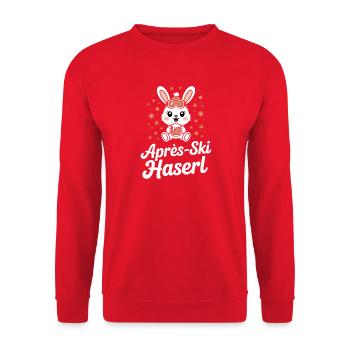 Après-ski bunny hut fun Skier ski bunny - Unisex Sweatshirt - red - Front - Alina (178cm) & Michal (187cm)