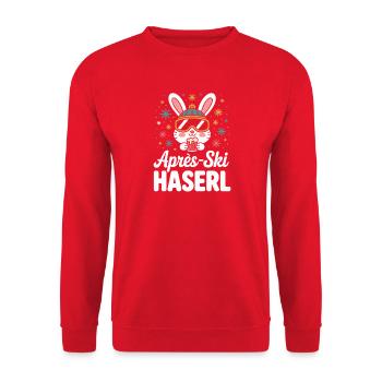 Après-ski bunny hut fun Skier ski bunny - Unisex Sweatshirt - red - Front - Alina (178cm) & Michal (187cm)
