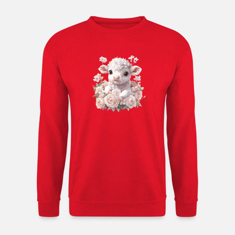 Zartes Lammchen mit Rosenkranz - Unisex Pullover - Rot
