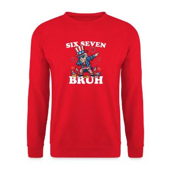 Six Seven Bruh 4 July Dabbing 6-7 4 July - Unisex Sweatshirt - red - Front - Alina (178cm) & Michal (187cm)
