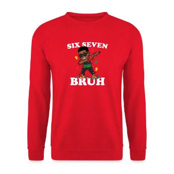Six Seven Bruh Dabbing Juneteenth Boy Afro Boys - Unisex Sweatshirt - red - Front - Alina (178cm) & Michal (187cm)