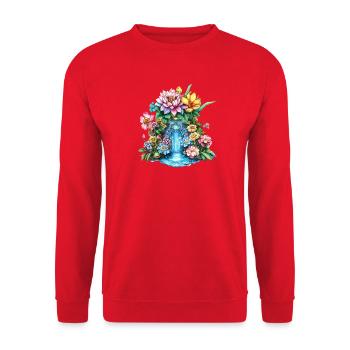 Kaléidoscope de la cascade de fleurs - Sweat-shirt Unisexe - rouge - Devant - Alina (178cm) & Michal (187cm)