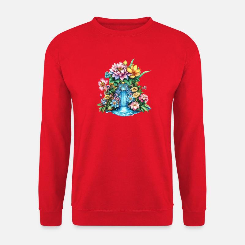 Blumenwasserfall Kaleidoskop - Unisex Pullover - Rot