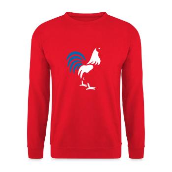 Vibrant blue red rooster - Unisex Sweatshirt - red - Front - Alina (178cm) & Michal (187cm)