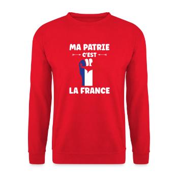 Ma Patrie C’est La France Poing Tricolore - Sweat-shirt Unisexe - rouge - Devant - Alina (178cm) & Michal (187cm)