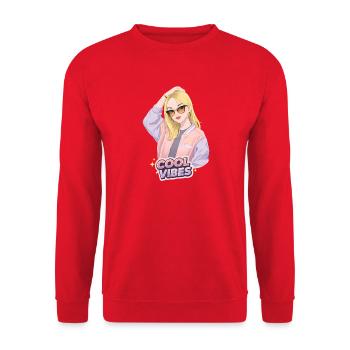 Cool Vibes – Stylisches Girl mit Sonnenbrille - Unisex Pullover - Rot - Vorne - Alina (178cm) & Michal (187cm)