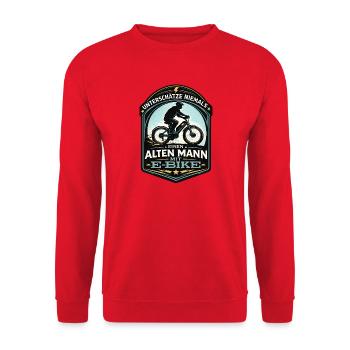 Never underestimate old man with e-bike design - Unisex Sweatshirt - red - Front - Alina (178cm) & Michal (187cm)