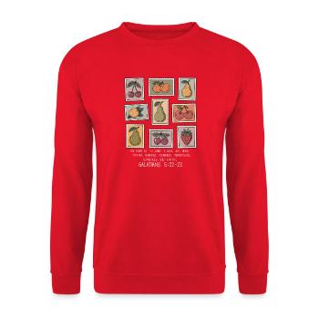 Fruits of the Spirit – Vintage stamped - Unisex Sweatshirt - red - Front - Alina (178cm) & Michal (187cm)