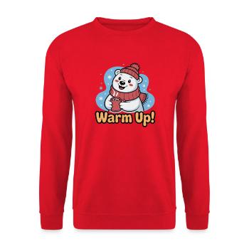 Warm Up Polar Bear Cozy - Unisex Pullover - Rot - Vorne - Alina (178cm) & Michal (187cm)
